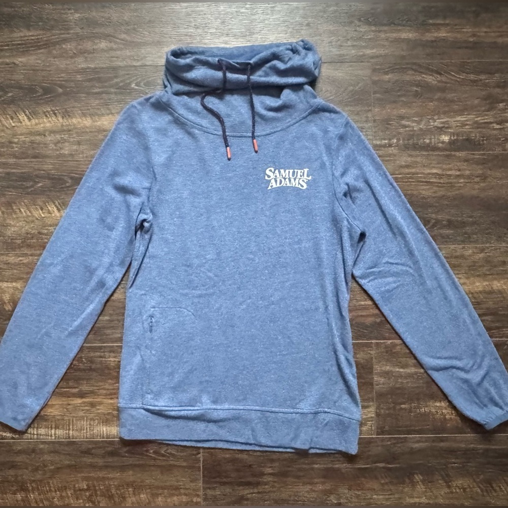 Samuel Adams Brewery blue heather lightweight cowl neck beer sweatshirt L